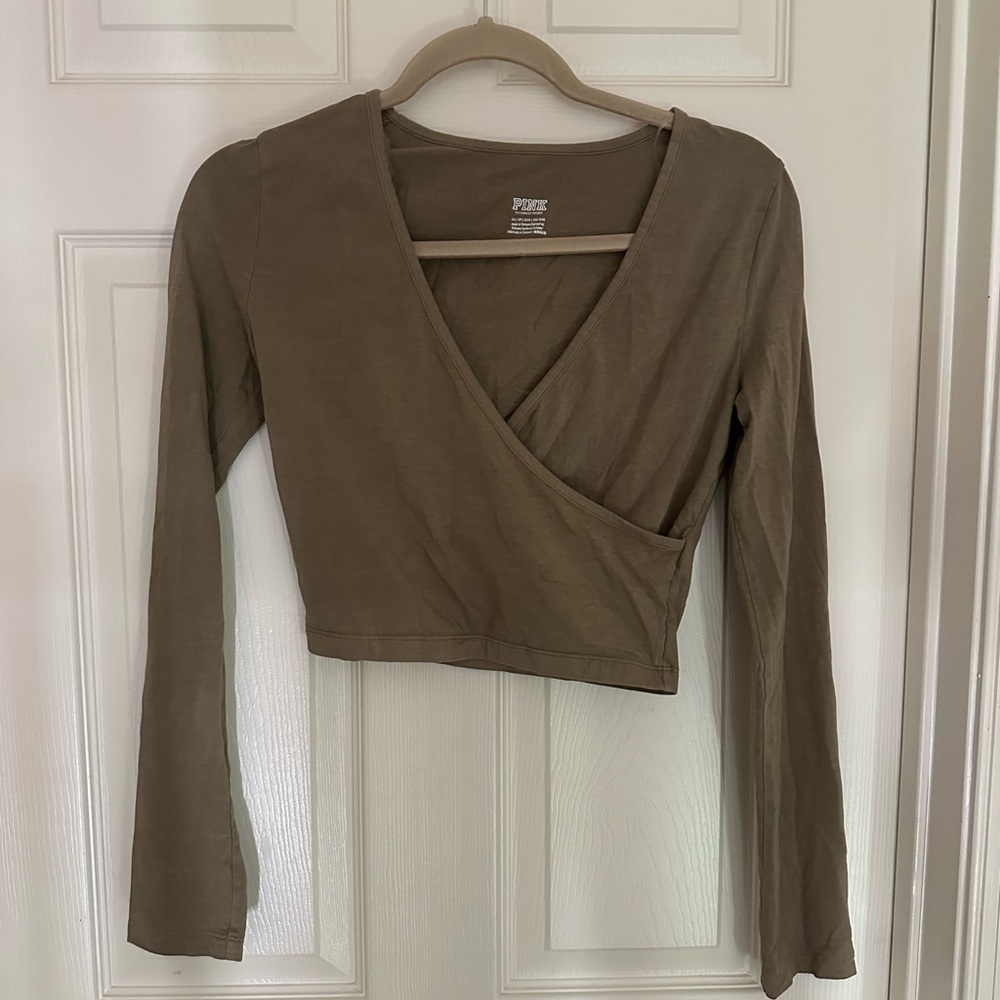 PINK Victoria's Secret Olive Wrap Blouse